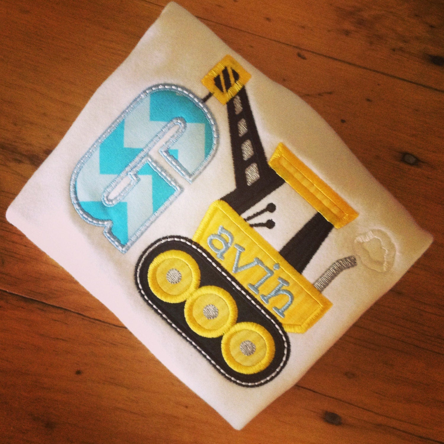 Construction Crane Personalized Applique Tshirt