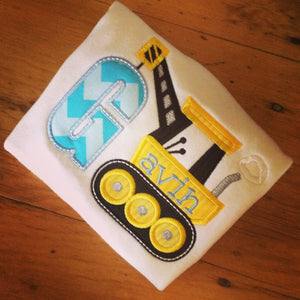 Construction Crane Personalized Applique Tshirt
