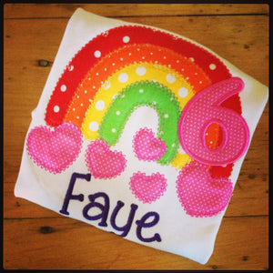 Rainbow Birthday Personalized Appliquéd Tee Your choice of number or letter