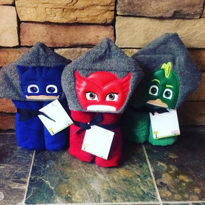 PJ Masks Inspired Hooded Towel Owlette Gekko Cat Boy, Large Kids Hooded Towel