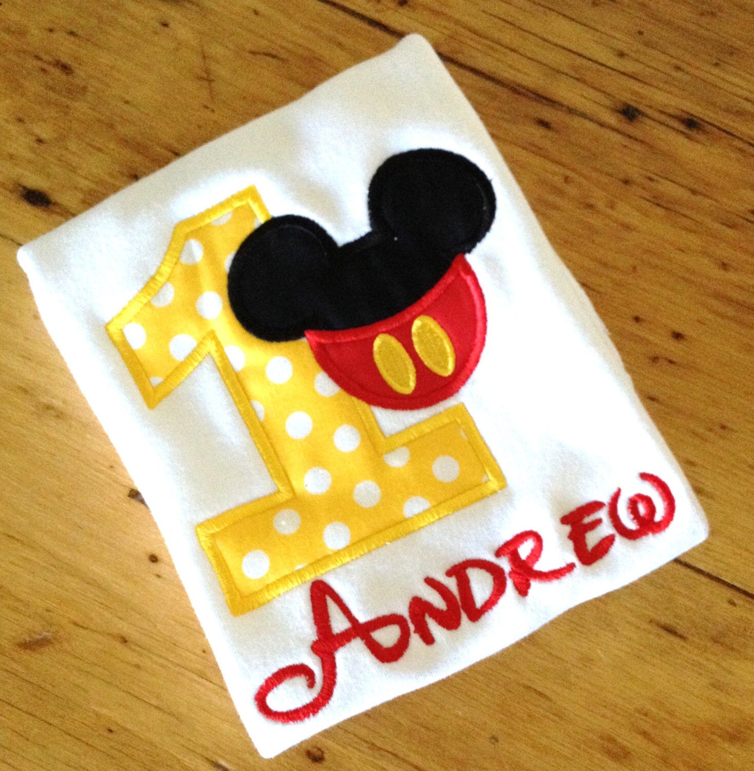 Mickey Mouse personalized Birthday Tshirt Your choice of number or letter