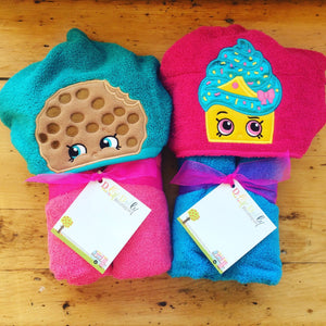 Shopkin cupcake or cookie Inspired Hooded Towel for kids, Large Kids Hooded Towel, Character Hooded towel, Cupcake Hooded Towel