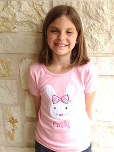 Girl Bunny Applique Easter Tshirt